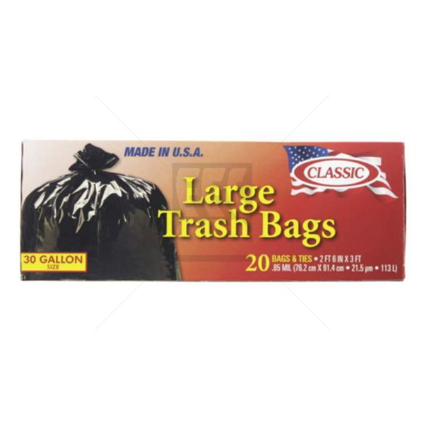 Classic Trash Bags 20pcs 30 gallon